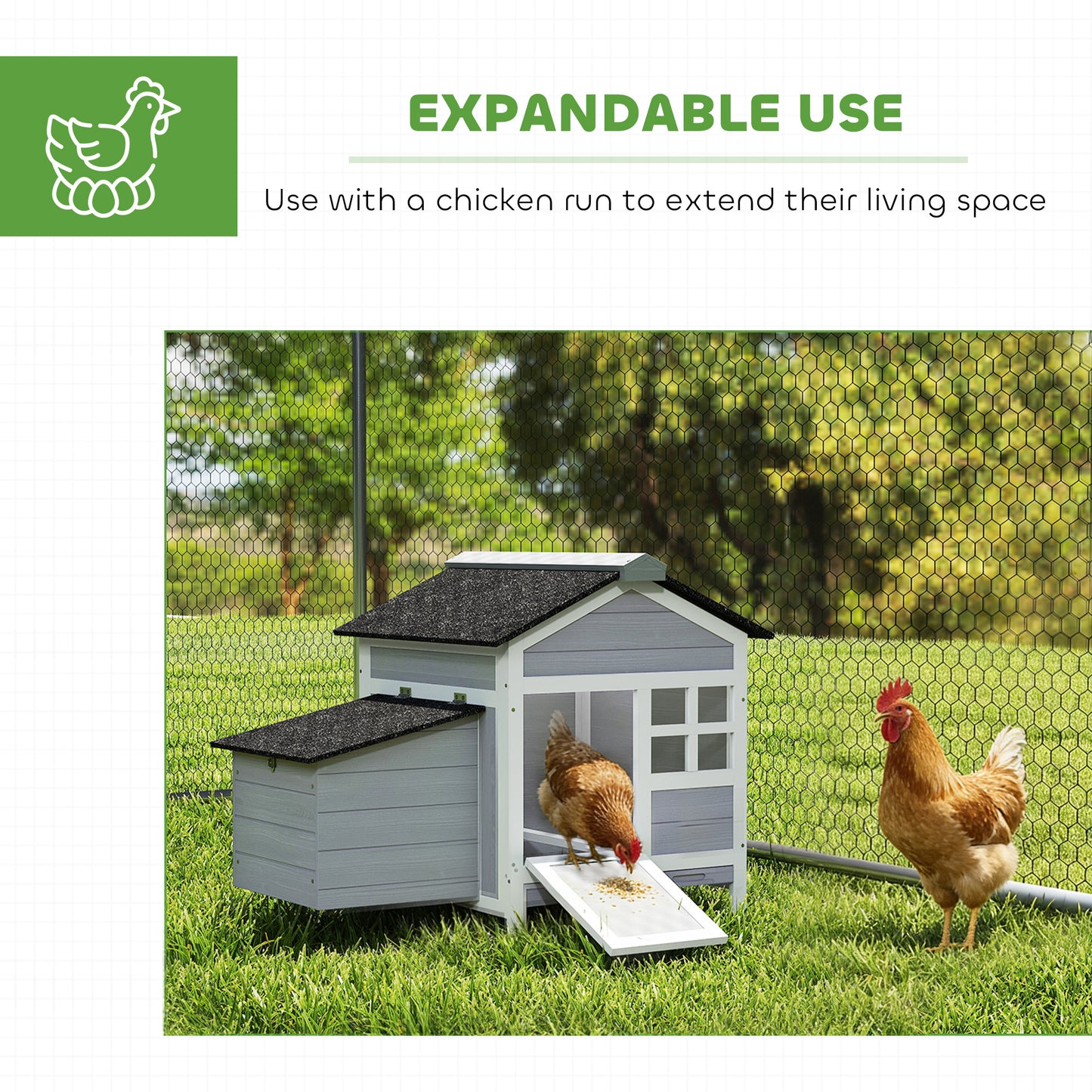 Wooden Chicken Coop with Pull-Out Tray & Nesting Box