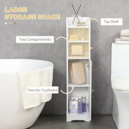 Freestanding Bathroom Storage Unit with Adjustable Shelf, White