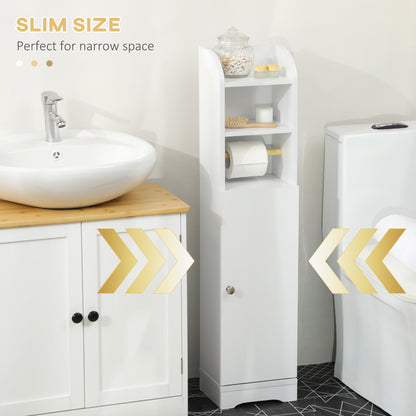 Freestanding Bathroom Storage Unit with Adjustable Shelf, White