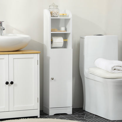 Freestanding Bathroom Storage Unit with Adjustable Shelf, White