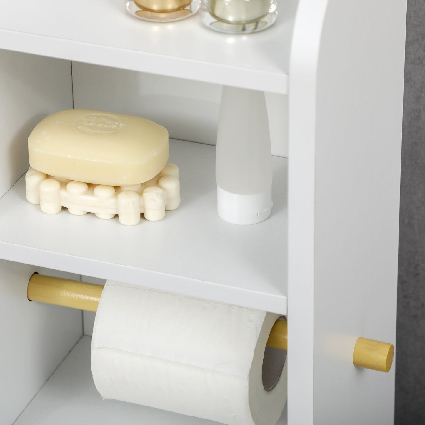 Freestanding Bathroom Storage Unit with Adjustable Shelf, White