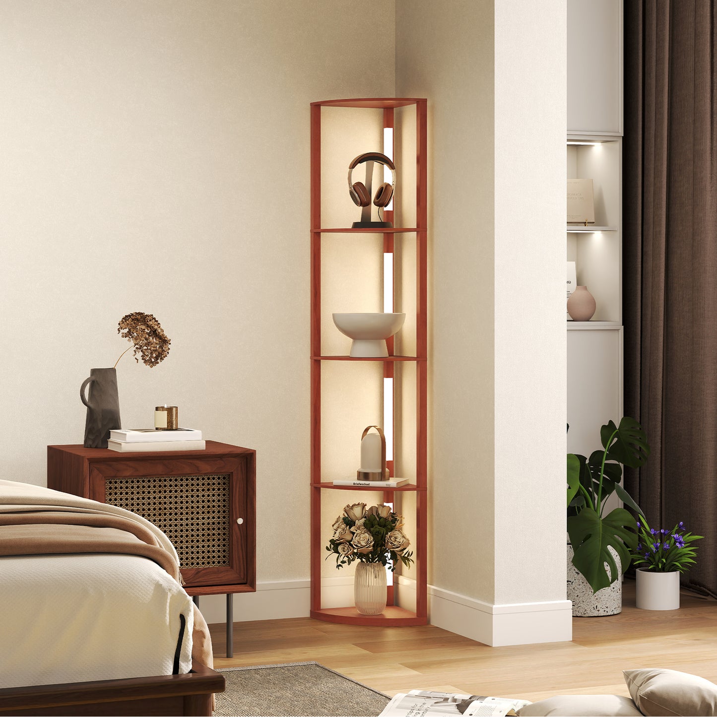 Corner Floor Lamp with Dimmable Warm White LED Light, for Living Room