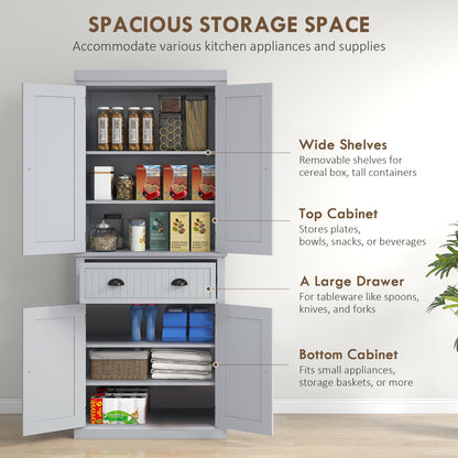 Tall Kitchen Cupboard, Kitchen Pantry Cabinet with Drawer, Shelves