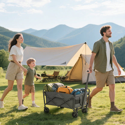 62L Festival Trolley, 120kg Heavy Duty Folding Trolley Cart, Grey