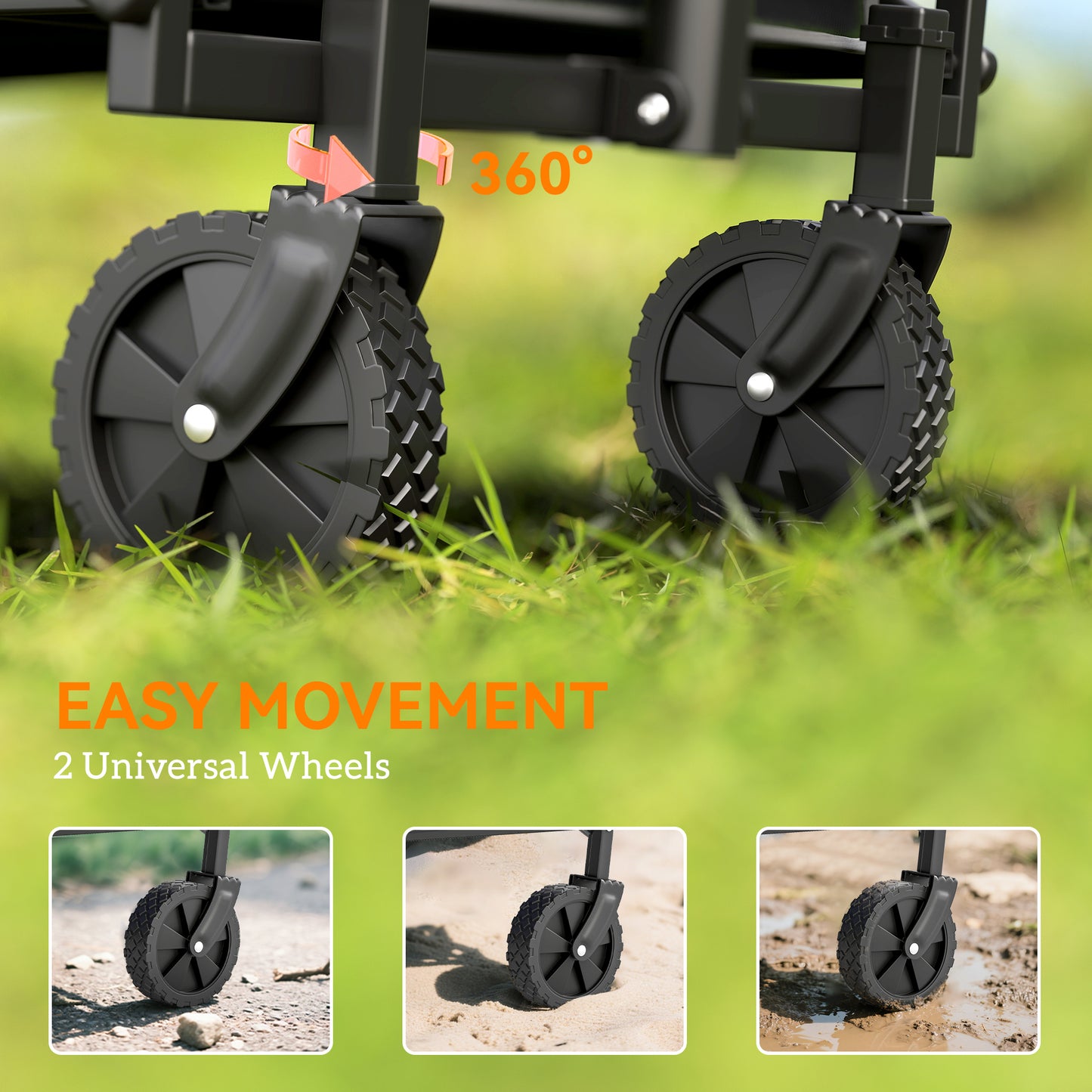 62L Festival Trolley, 120kg Heavy Duty Folding Trolley Cart, Grey