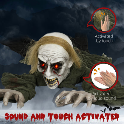 167 cm Halloween Outdoor Decoration Crawling Zombie, Sound Activated