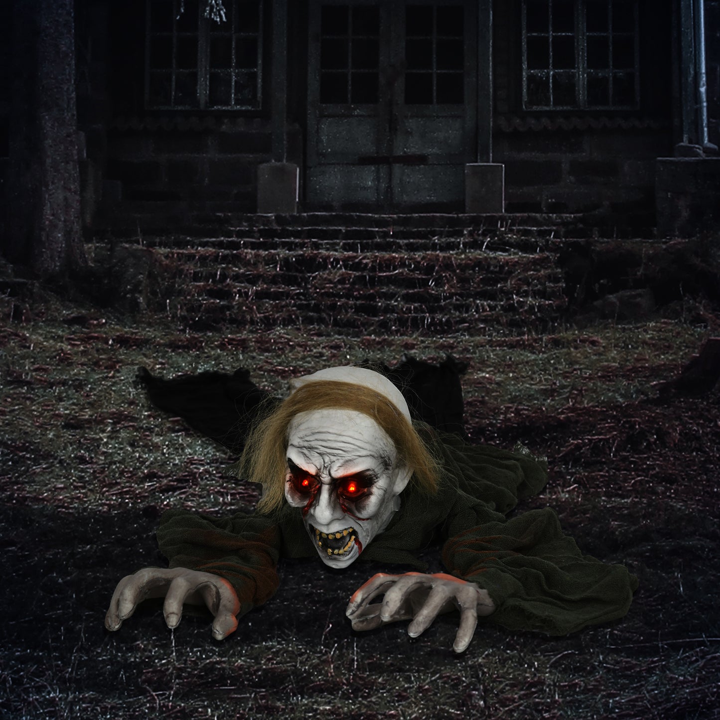 167 cm Halloween Outdoor Decoration Crawling Zombie, Sound Activated