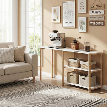 Computer Desk with Storage Shelves 150 cm White/Oak