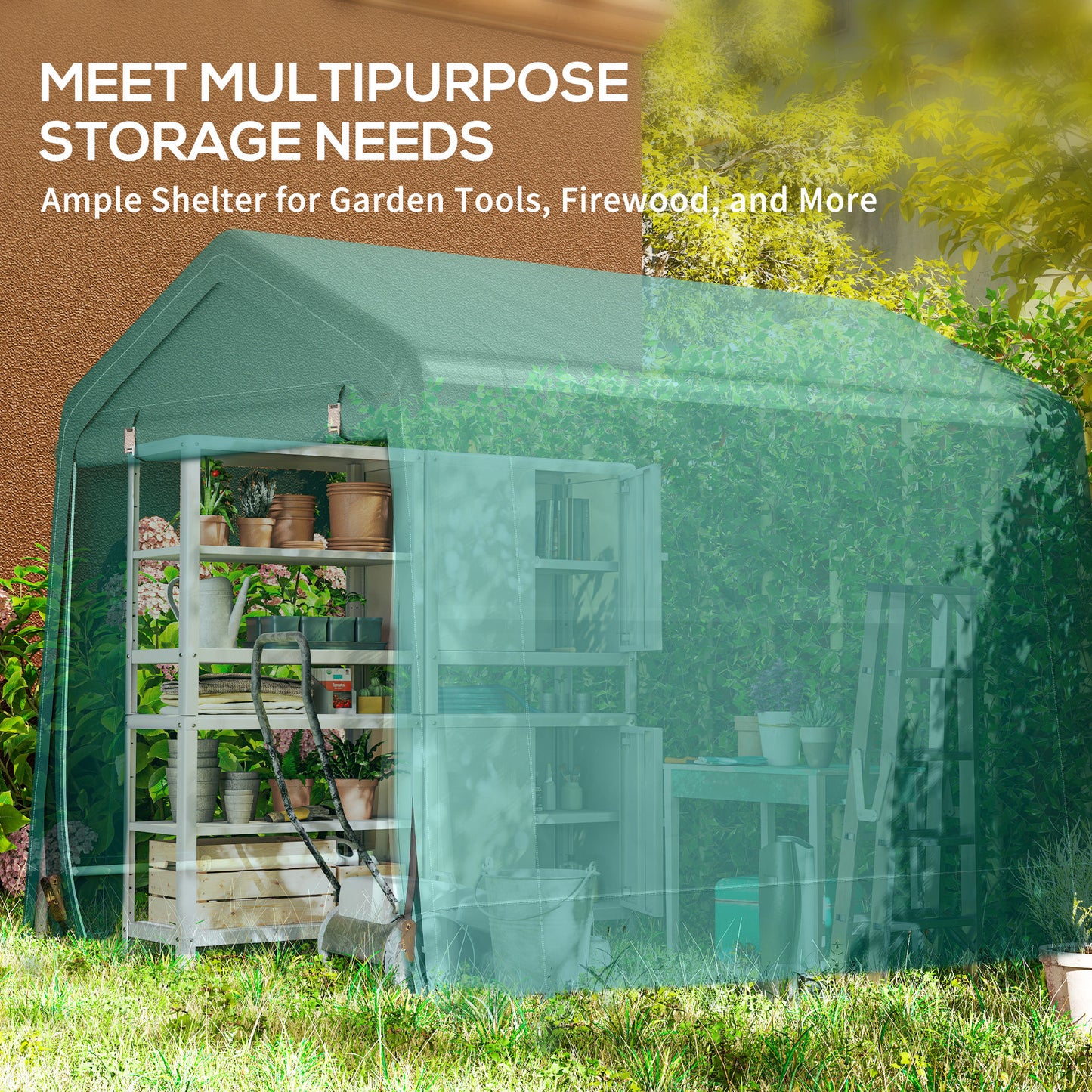 Outdoor Garden Storage Shed Waterproof Bike Tent  w/ Zipper Doors