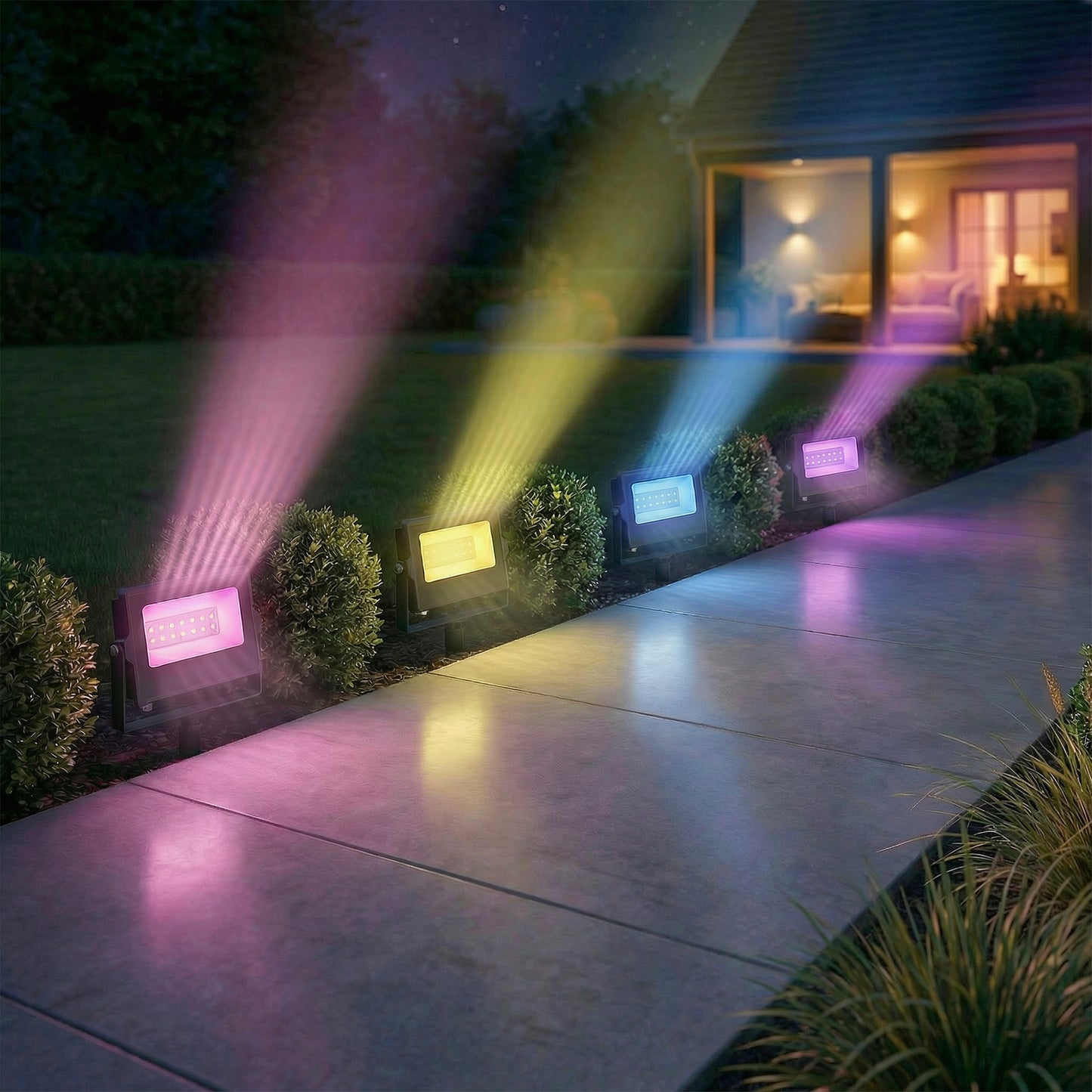 32W LED Floodlights, Smart Outdoor Flood Light with UK Plug, Black