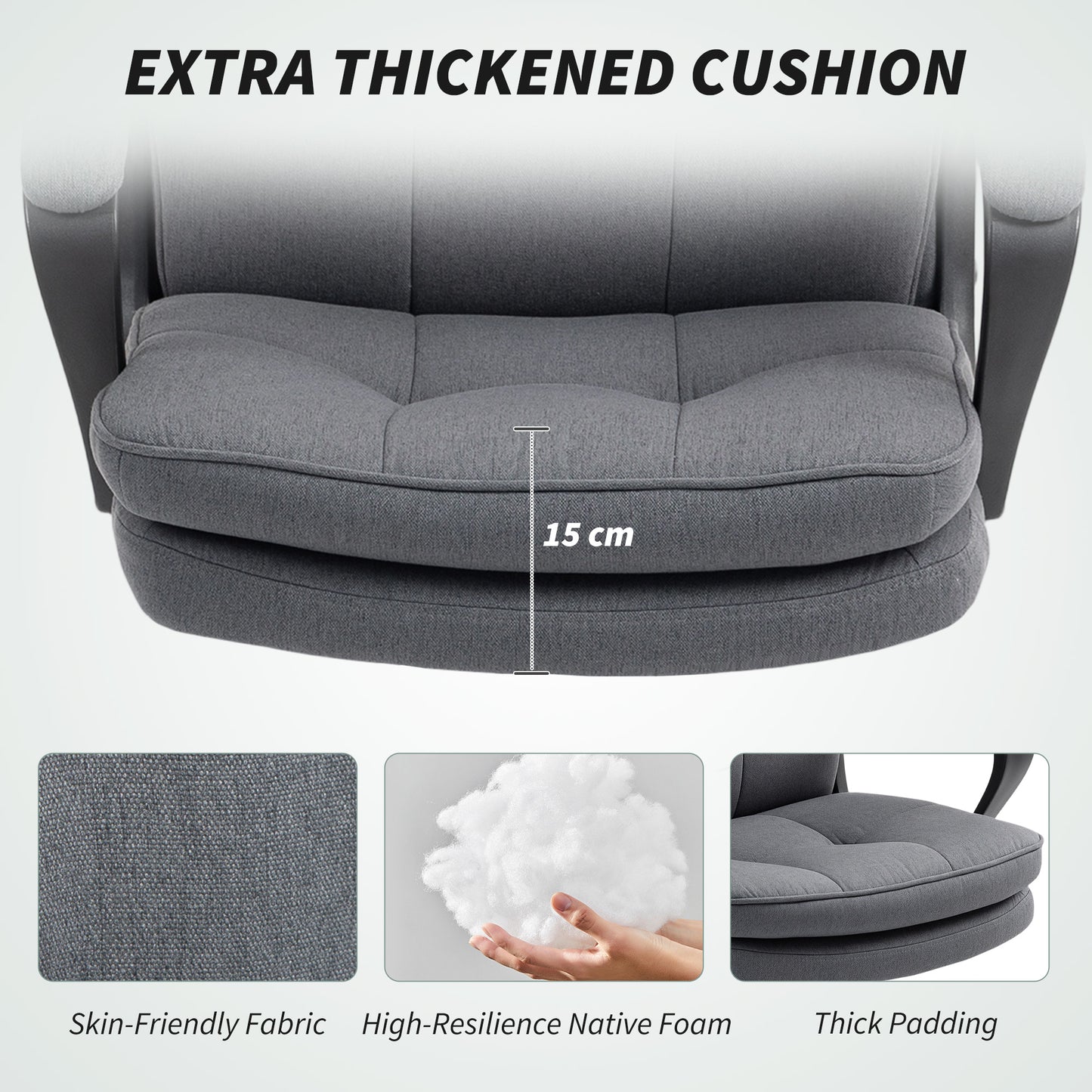 Fabric Office Chair, Computer Desk Chair for Home, Charcoal Grey