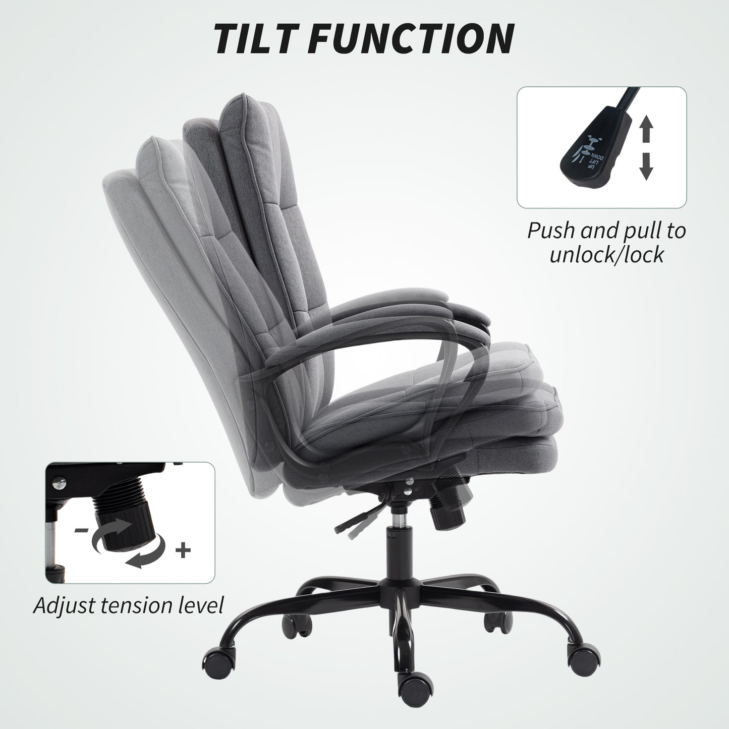 Fabric Office Chair, Computer Desk Chair for Home, Charcoal Grey
