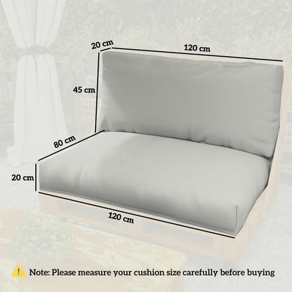 2 Seat Pallet Cushions 20cm Thick Outdoor Seat Pads, Light Grey