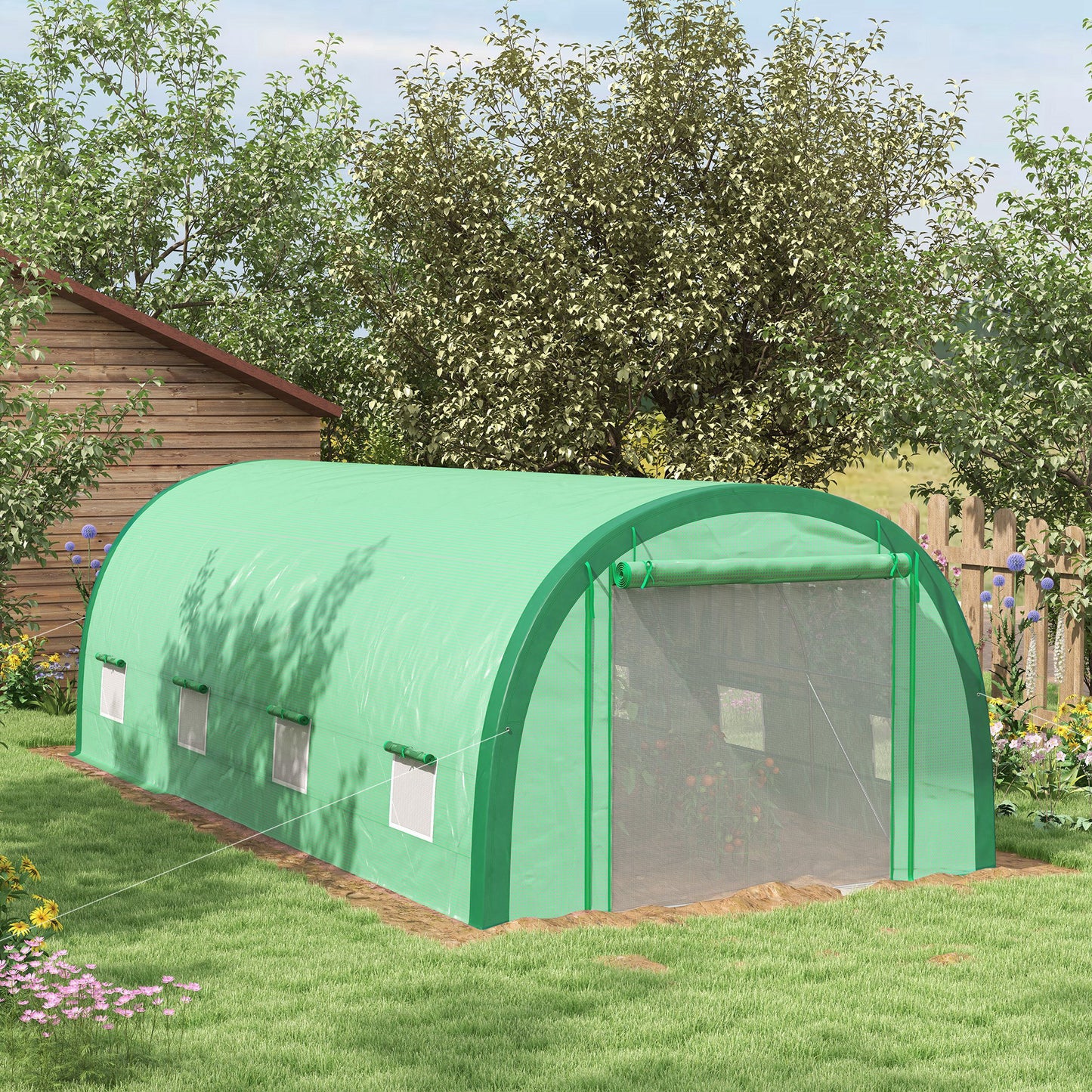 Walk-in Tunnel Greenhouse, Upgraded Structure, Mesh Door & Windows