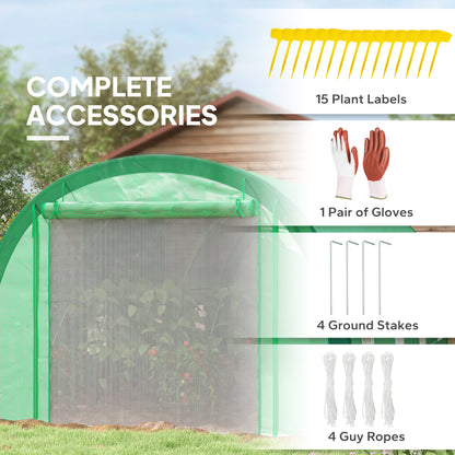 Walk-in Tunnel Greenhouse, Upgraded Structure, Mesh Door & Windows