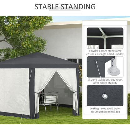 Hexagonal Gazebo Patio, Outdoor Canopy Patio Party Tent Dark Grey