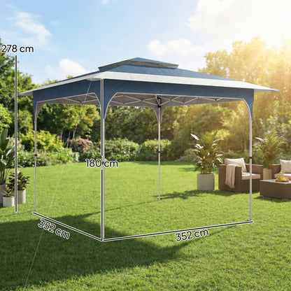 3.5 x 3.5 m Pop Up Gazebo, UPF50+ One-Touch Party Tent, Blue