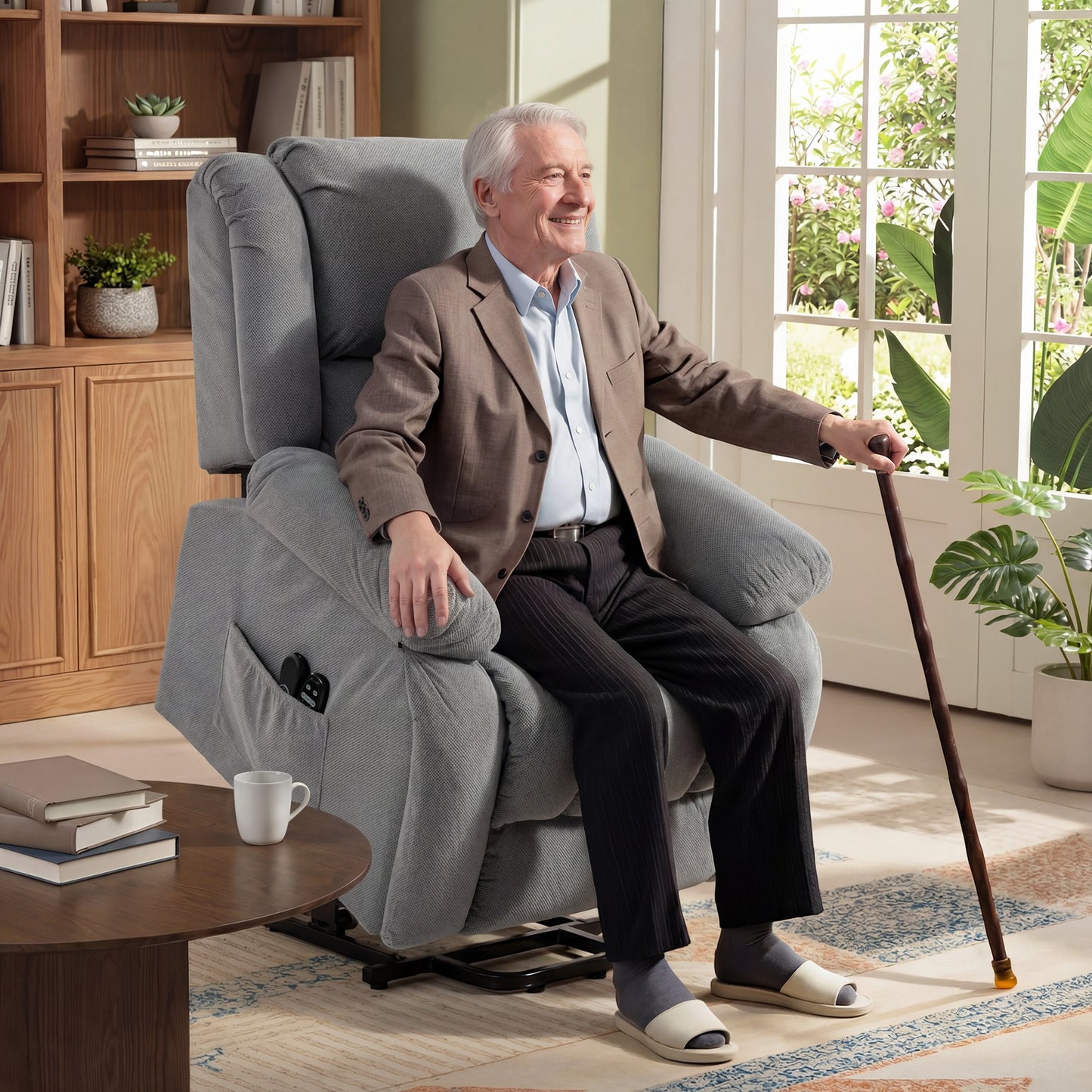 Power Lift Recliner Chair, Reclining Chair with Massage, Light Grey