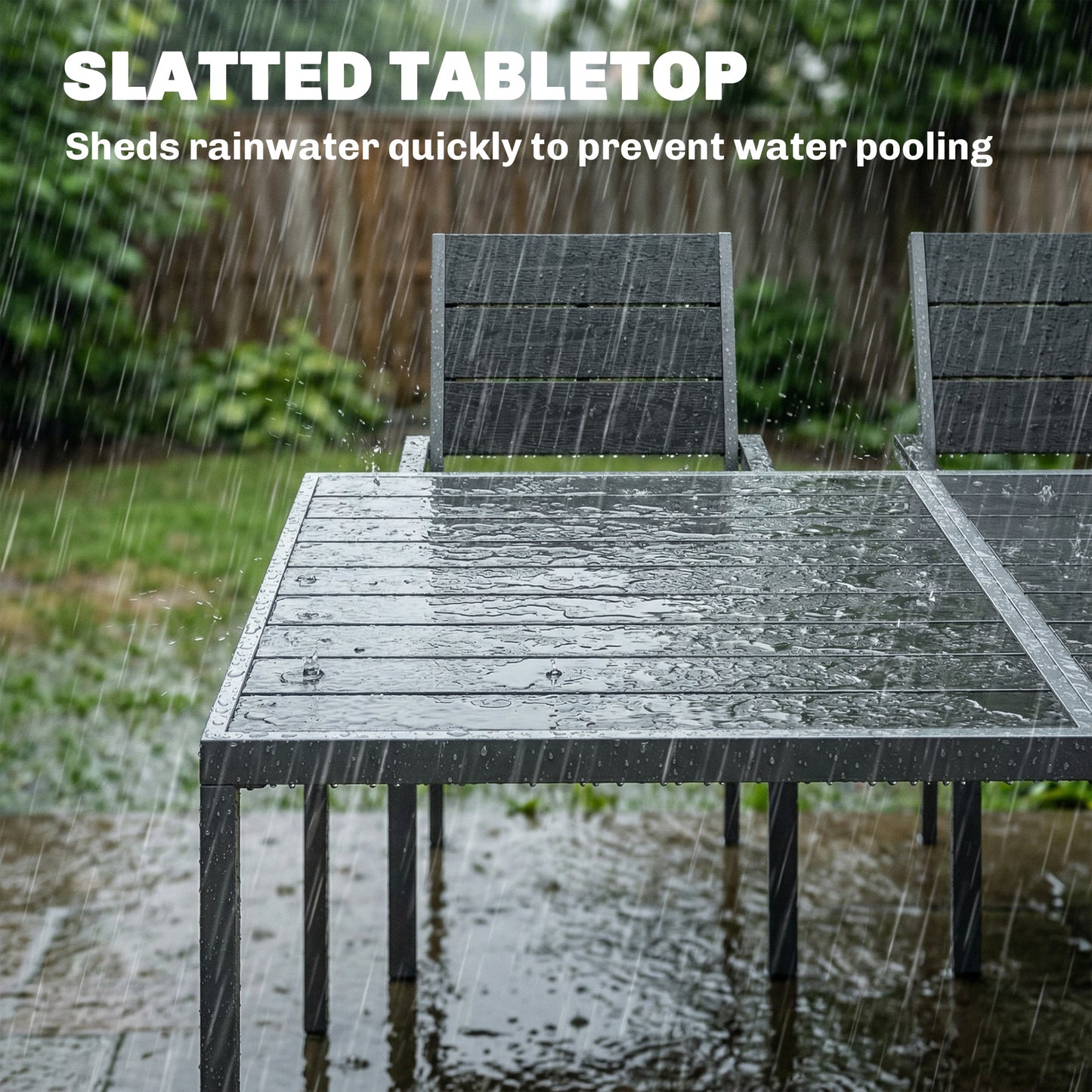 7 Pieces Outdoor Dining Set, Garden Table and Chairs Set, Black