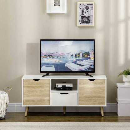 TV Cabinet Entertainment Centre w/ Storage Cabinet and Drawer, Natural