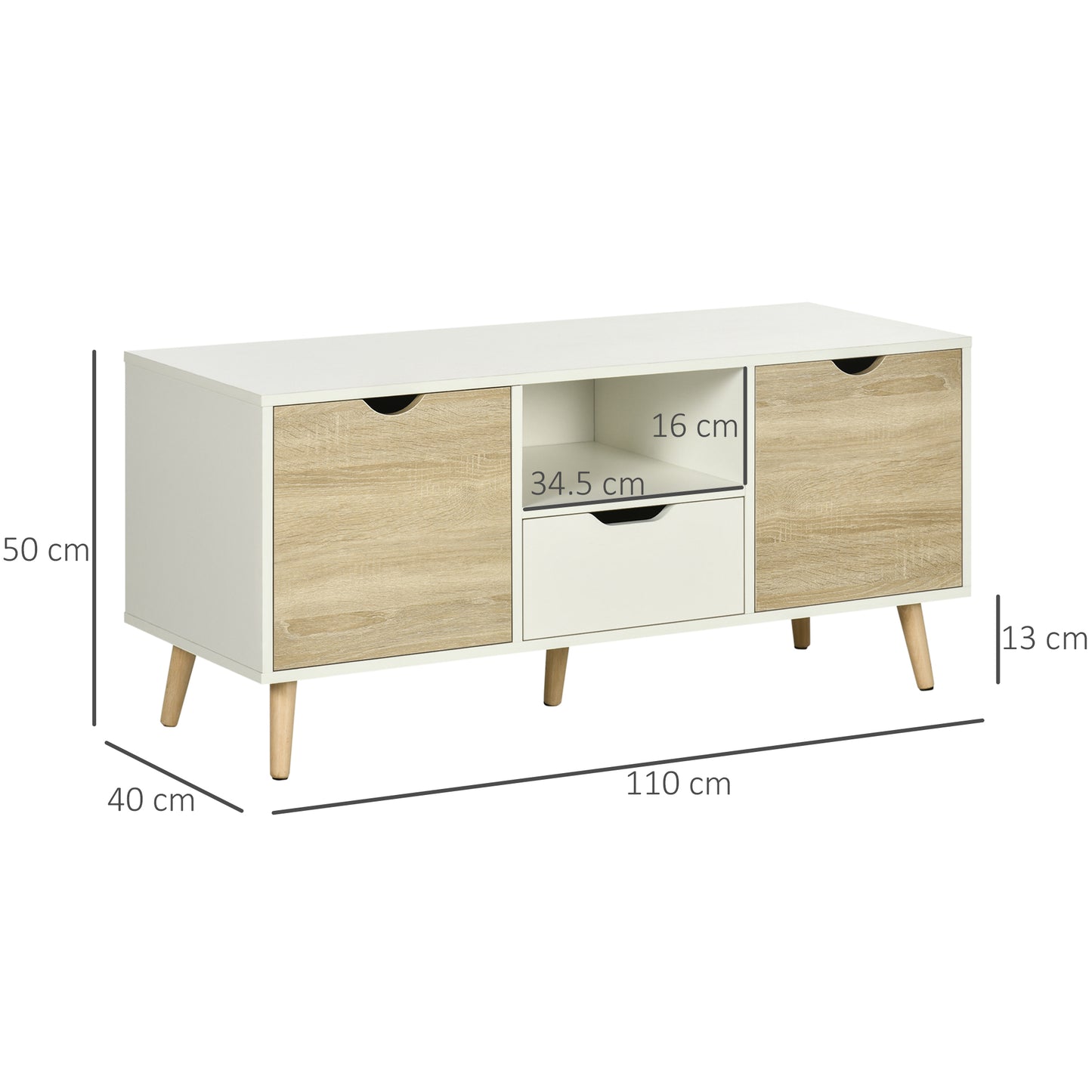 TV Cabinet Entertainment Centre w/ Storage Cabinet and Drawer, Natural