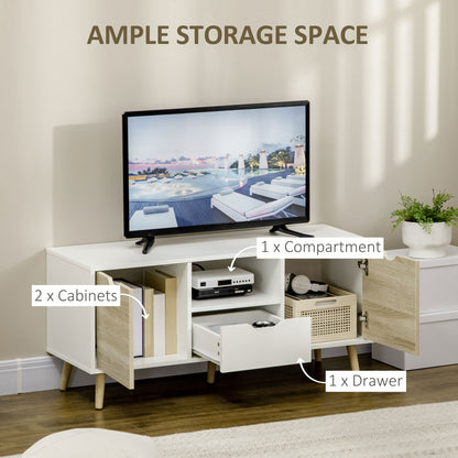 TV Cabinet Entertainment Centre w/ Storage Cabinet and Drawer, Natural