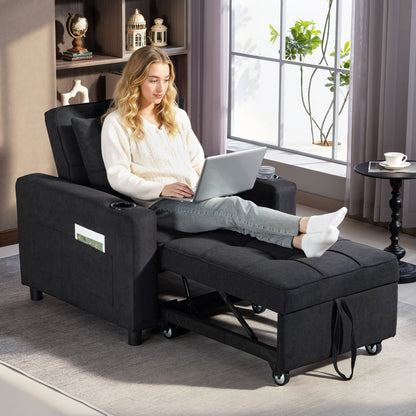 3-in-1 Sofa Bed, Convertible Sleeper Chair with Adjustable Backrest