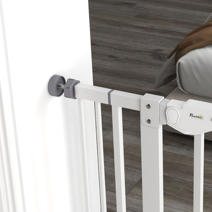 Extra Tall Dog Gate with Cat Door Auto Close for Stairs 74-101 cm Wide