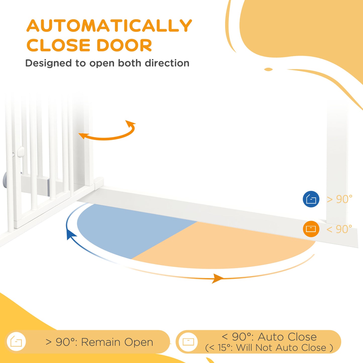 Extra Tall Dog Gate with Cat Door Auto Close for Stairs 74-101 cm Wide