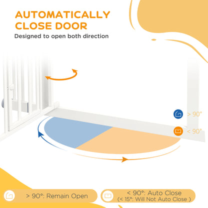 Extra Tall Dog Gate with Cat Door Auto Close for Stairs 74-101 cm Wide