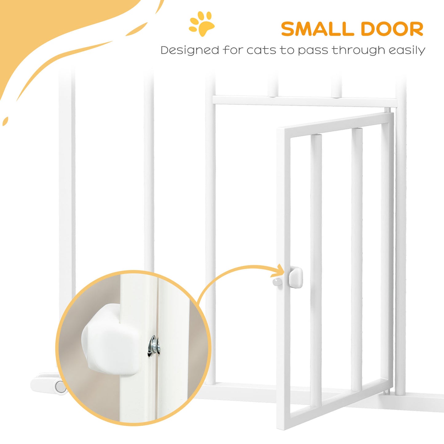 Extra Tall Dog Gate with Cat Door Auto Close for Stairs 74-101 cm Wide