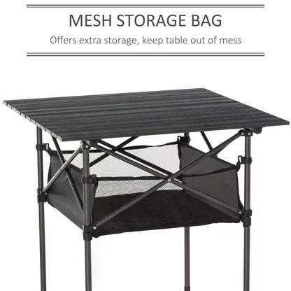 Folding Camping Table with Mesh Storage Bag Lightweight Aluminum Picnic Desk,Roll Up Tabletop with Carring Bag
