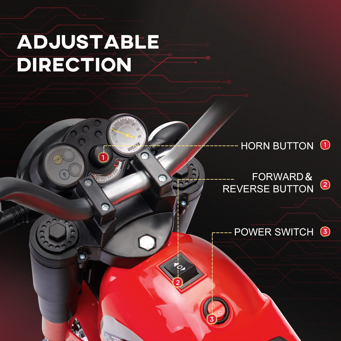 Kids 6V Electric Motorcycle Ride-On Toy Battery 18 - 36 Months Red