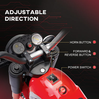 Kids 6V Electric Motorcycle Ride-On Toy Battery 18 - 36 Months Red