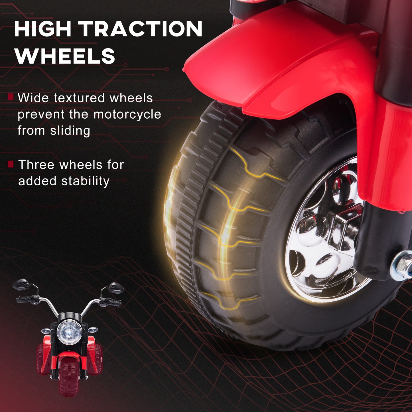 Kids 6V Electric Motorcycle Ride-On Toy Battery 18 - 36 Months Red
