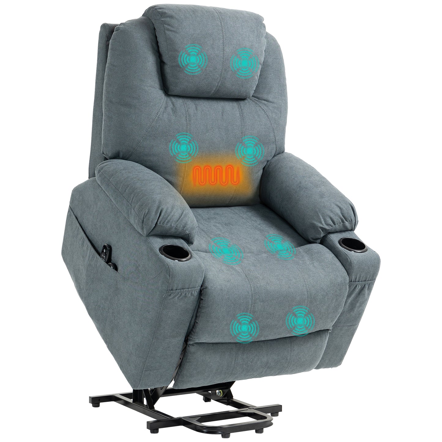 Lift Chair with Vibration Massage, Heat, Easy Assembly, Grey