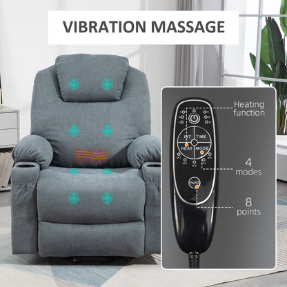 Lift Chair with Vibration Massage, Heat, Easy Assembly, Grey