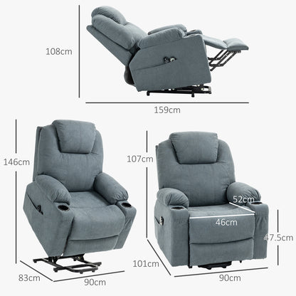 Lift Chair with Vibration Massage, Heat, Easy Assembly, Grey