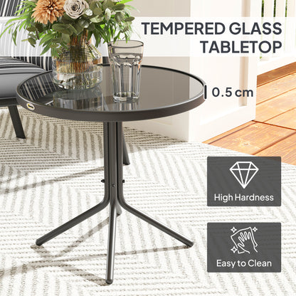 3-Piece Recliner Garden Chairs and Tempered Glass Table Set, Grey