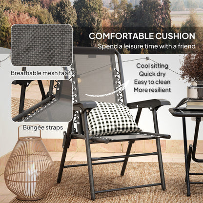 3 Pieces Folding Garden Bistro Set with Cup Holders, Black
