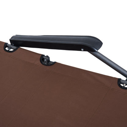 2 in 1 Outdoor Folding Sun Lounger w/ Adjustable Back and Pillow Brown
