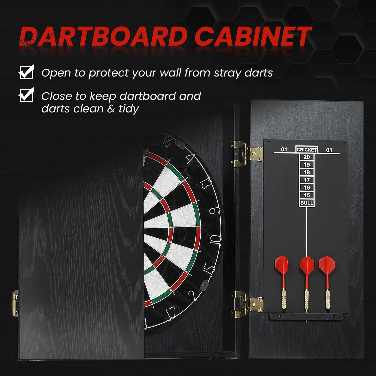 Bristle Dartboard Set with Cabinet, 6 Steel Tip Darts, Dart Board