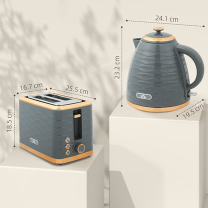 Kettle and Toaster Set 1.7L Rapid Boil Kettle & 2 Slice Toaster Grey