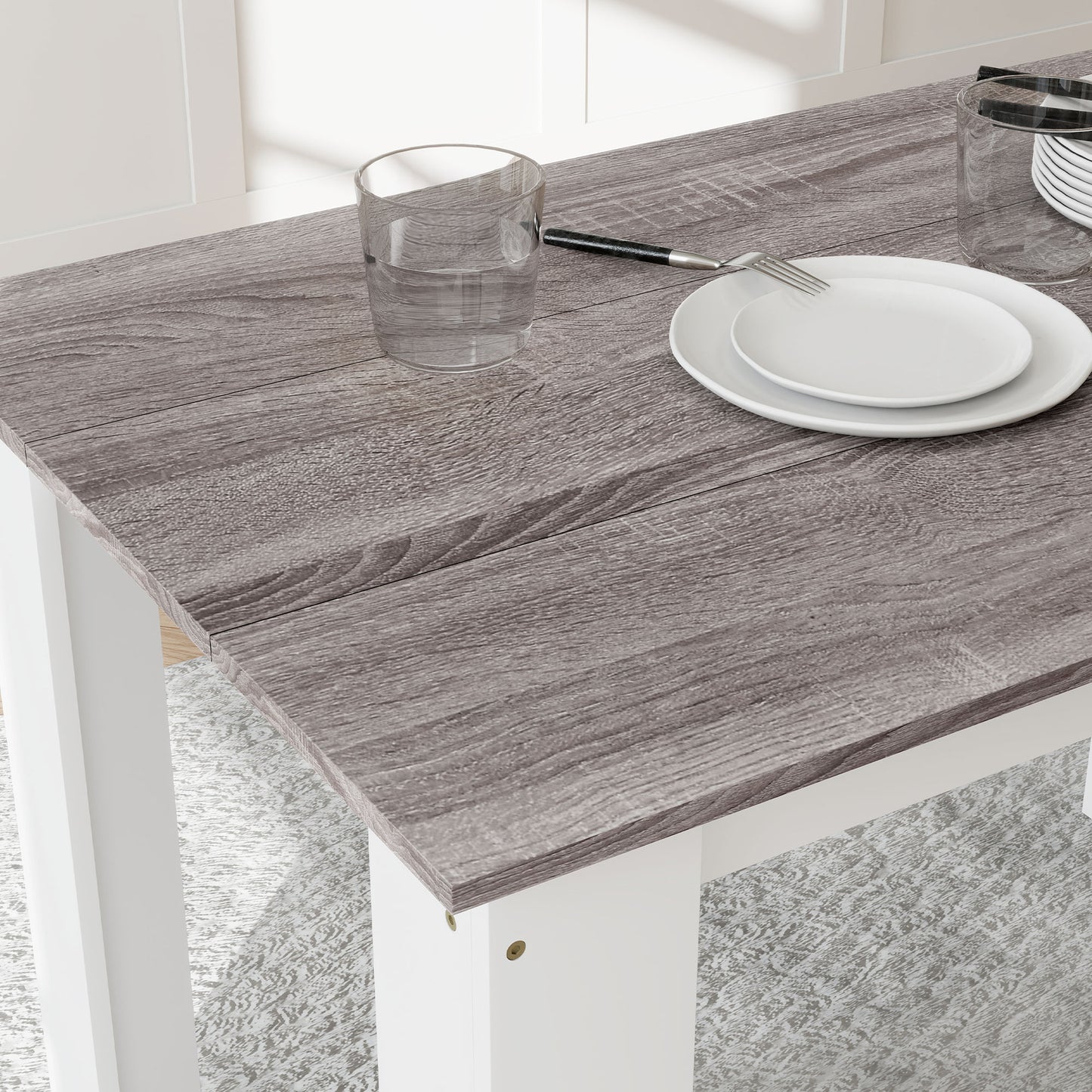 Dining Table for 4-6 People, Wood Effect Tabletop, Grey
