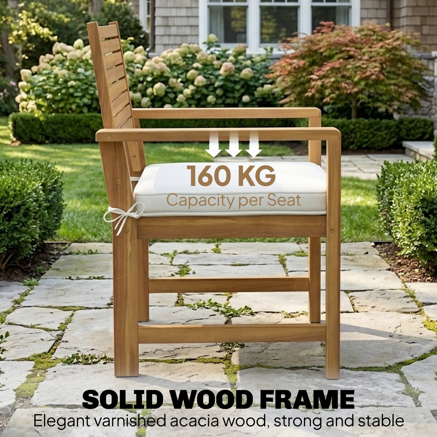 4 Seater Wooden Garden Furniture Set with Loveseat, Chairs, Table