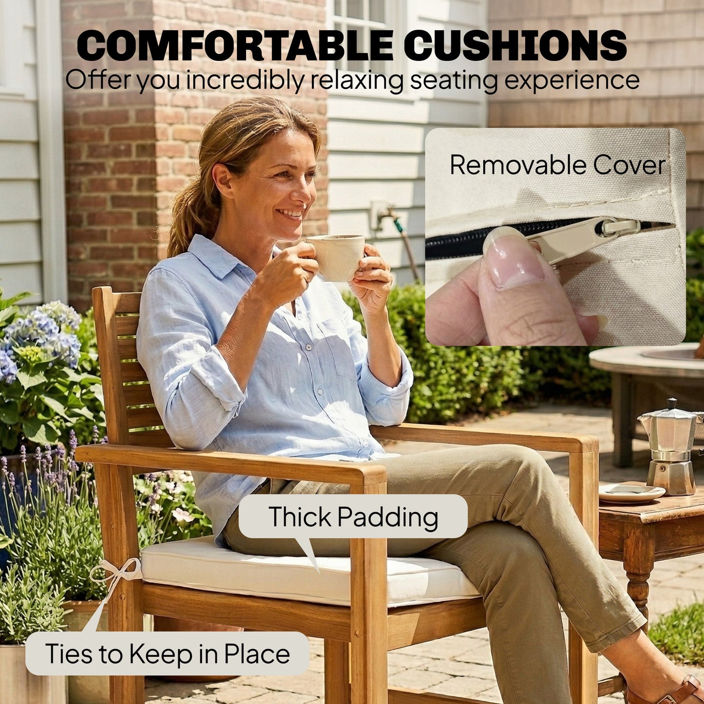 4 Seater Wooden Garden Furniture Set with Loveseat, Chairs, Table