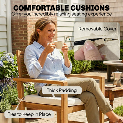 4 Seater Wooden Garden Furniture Set with Loveseat, Chairs, Table