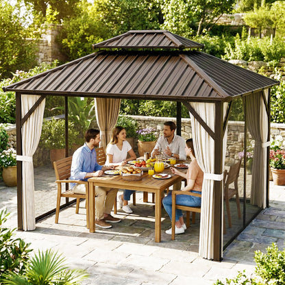 3 x 3 m Hardtop Gazebo Canopy with Aluminium Frame, Garden Gazebo