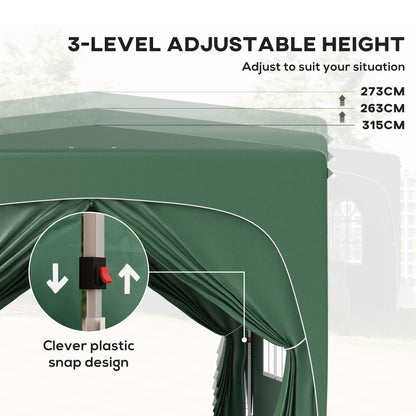 3 x 3(m) UPF50+ Pop Up Gazebo with Sides and Carry Bag, Dark Green