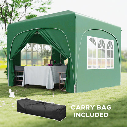 3 x 3(m) UPF50+ Pop Up Gazebo with Sides and Carry Bag, Dark Green